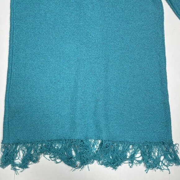 C.l.o.t.h.e.s Women's Fringe Lightweight Cardigan Sweater Teal Blue Size M Flaw - Picture 11 of 11